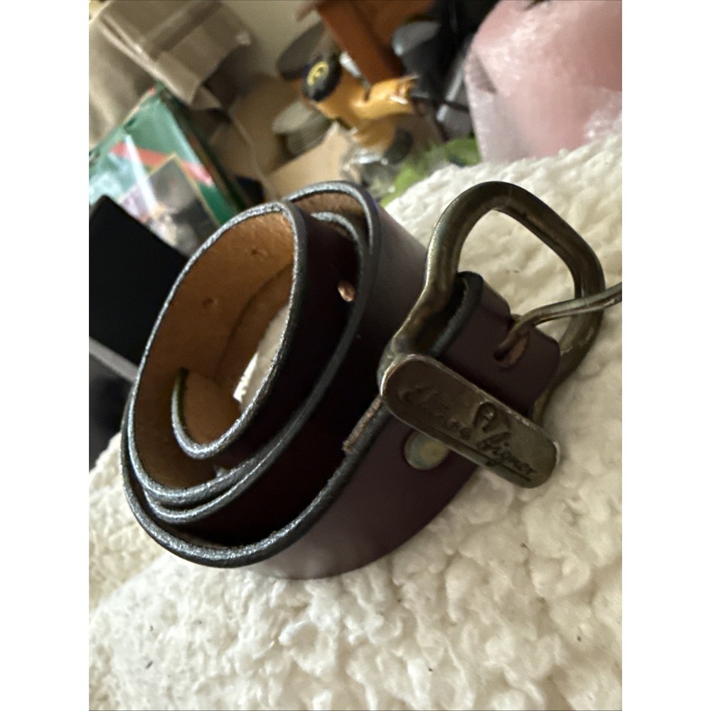 Vintage Etienne Aigner Burgundy Leather Belt –Size 28"– Classic Dress Belt 33" L